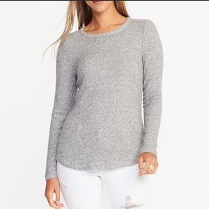 Old Navy Ribbed Soft Gray Long Sleeve Fitted Top Sz S